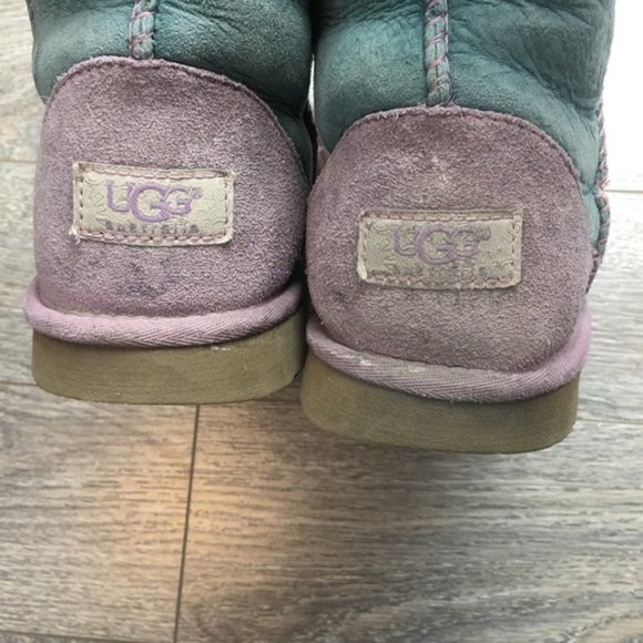UGG Patchwork Classic Short Boots Purple/Pink/Teal - Picture 2 of 11